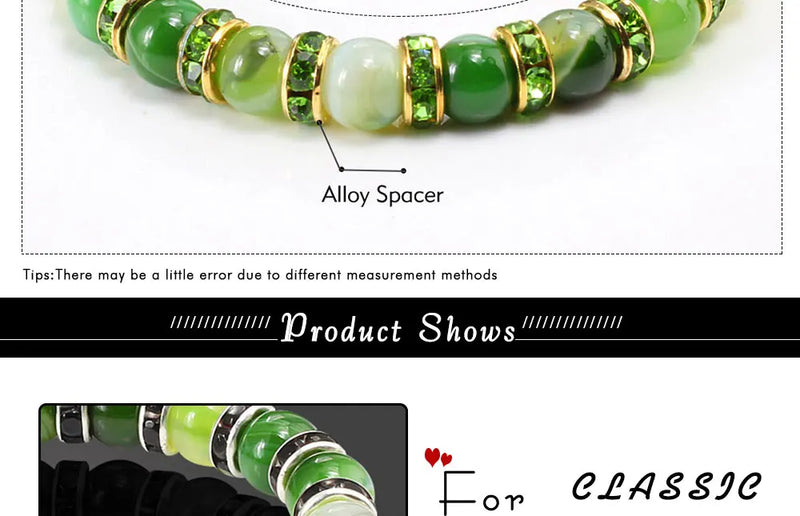 Pulseira Aura Pedra Natural — Miçangas Redondas com Elástico (17/19/21 cm)