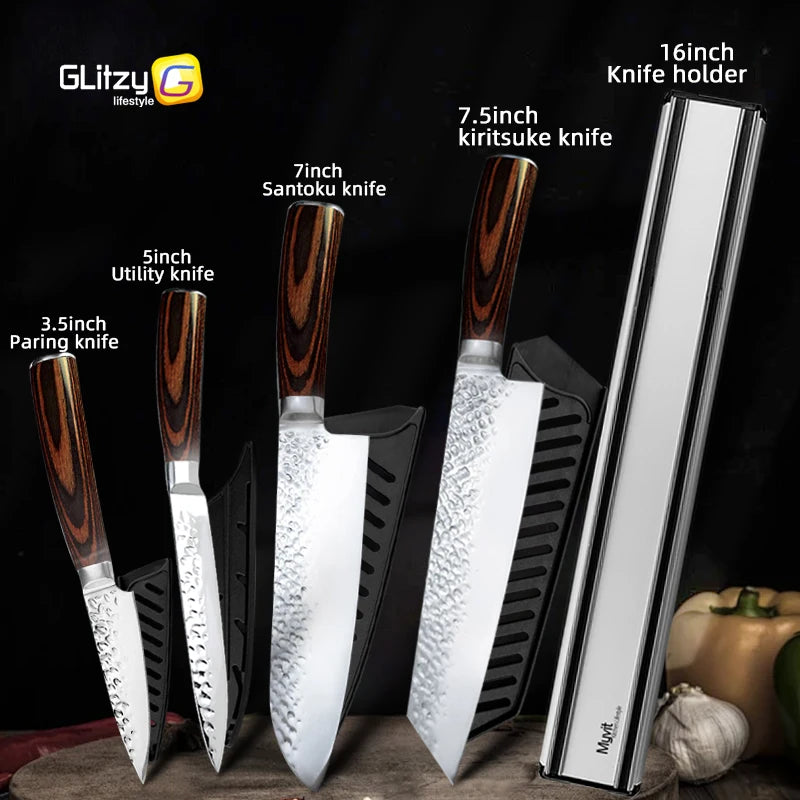 Faca Chef Hammered Pro 7Cr | Full Tang (HRC 58–60)