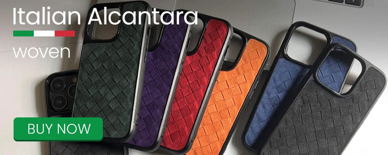 Capa ALCANTARA p/ iPhone 11–16 (Pro/Max) – Luxo, antiderrapante, lavável
