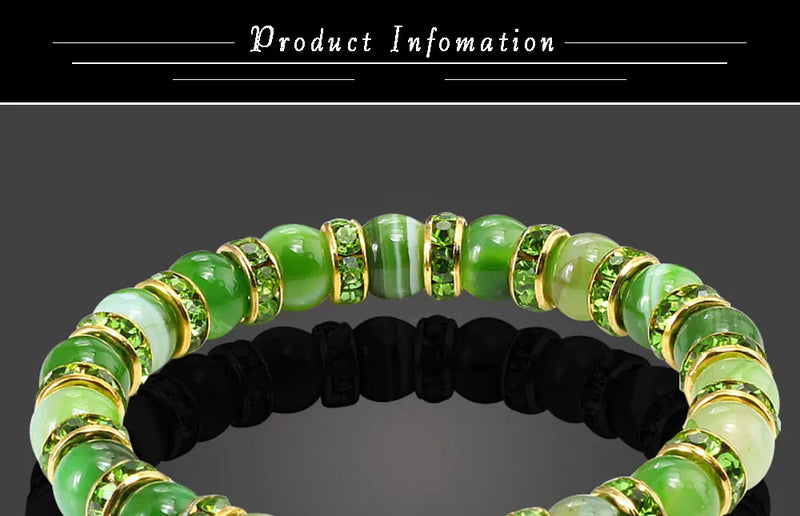 Pulseira Aura Pedra Natural — Miçangas Redondas com Elástico (17/19/21 cm)