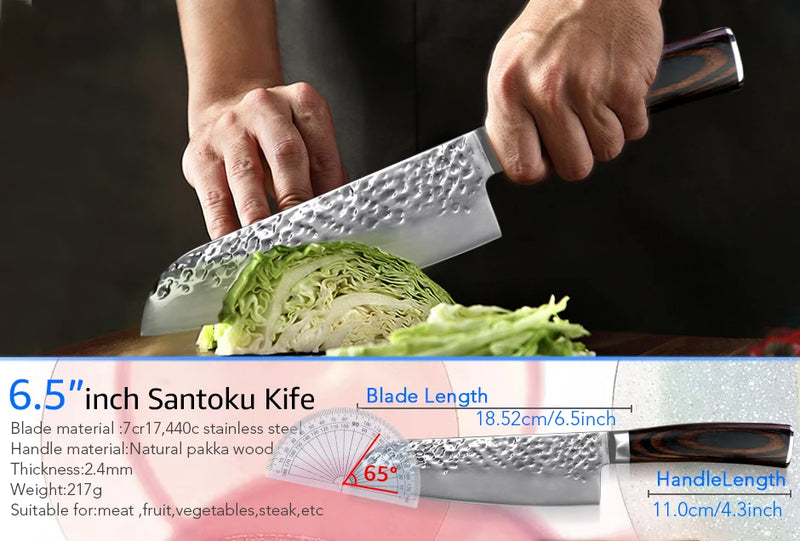 Faca Chef Hammered Pro 7Cr | Full Tang (HRC 58–60)