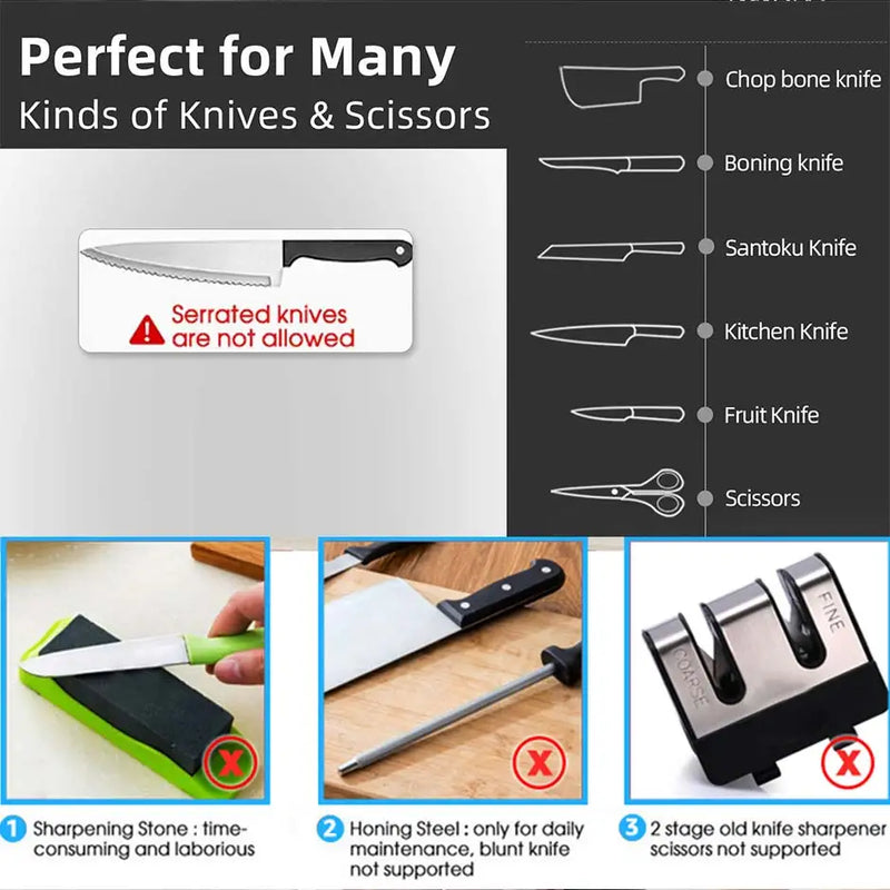 Afiador Pro 3–4 Estágios | Diamante, Tungstênio & Cerâmica