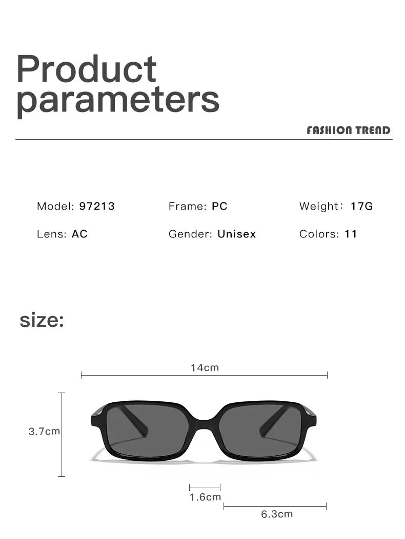 Óculos de Sol Retângulo Pequeno UV400 – Vintage 2025 Unissex