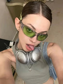 Óculos de Sol Y2K Punk Goggle Feminino – UV400, Lente PC, Estilo Retangular Envolvente