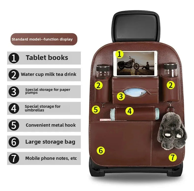 Organizador de Encosto em Couro PU – Porta-Objetos Universal p/ Carro