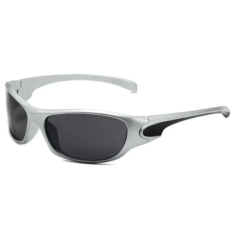 Óculos de Sol Y2K Punk Goggle Feminino – UV400, Lente PC, Estilo Retangular Envolvente