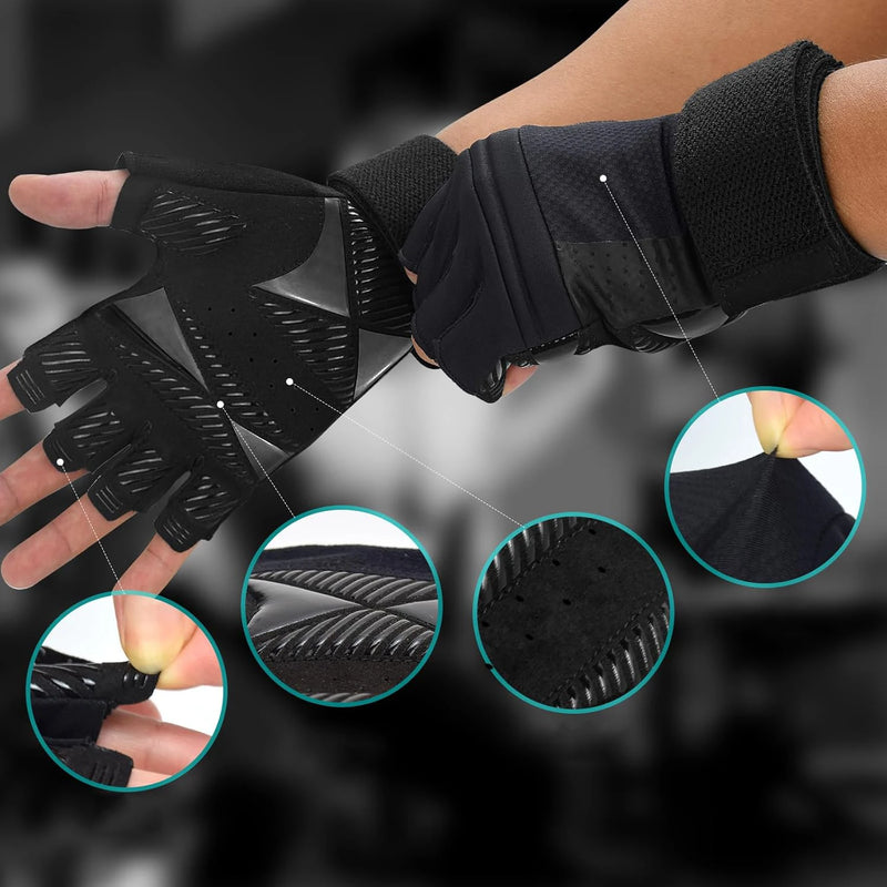 Luva Grip Pro p/ Musculação | C/ Munhequeira