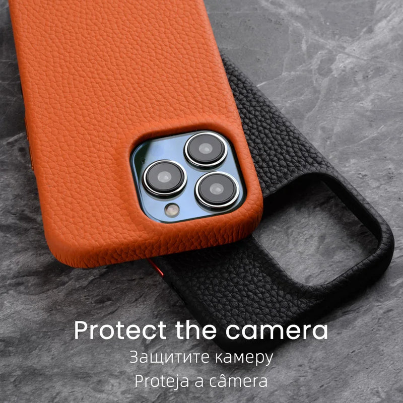 Capa YMW Magnetic de Couro Legítimo p/ iPhone 13 | Pro | Pro Max | mini