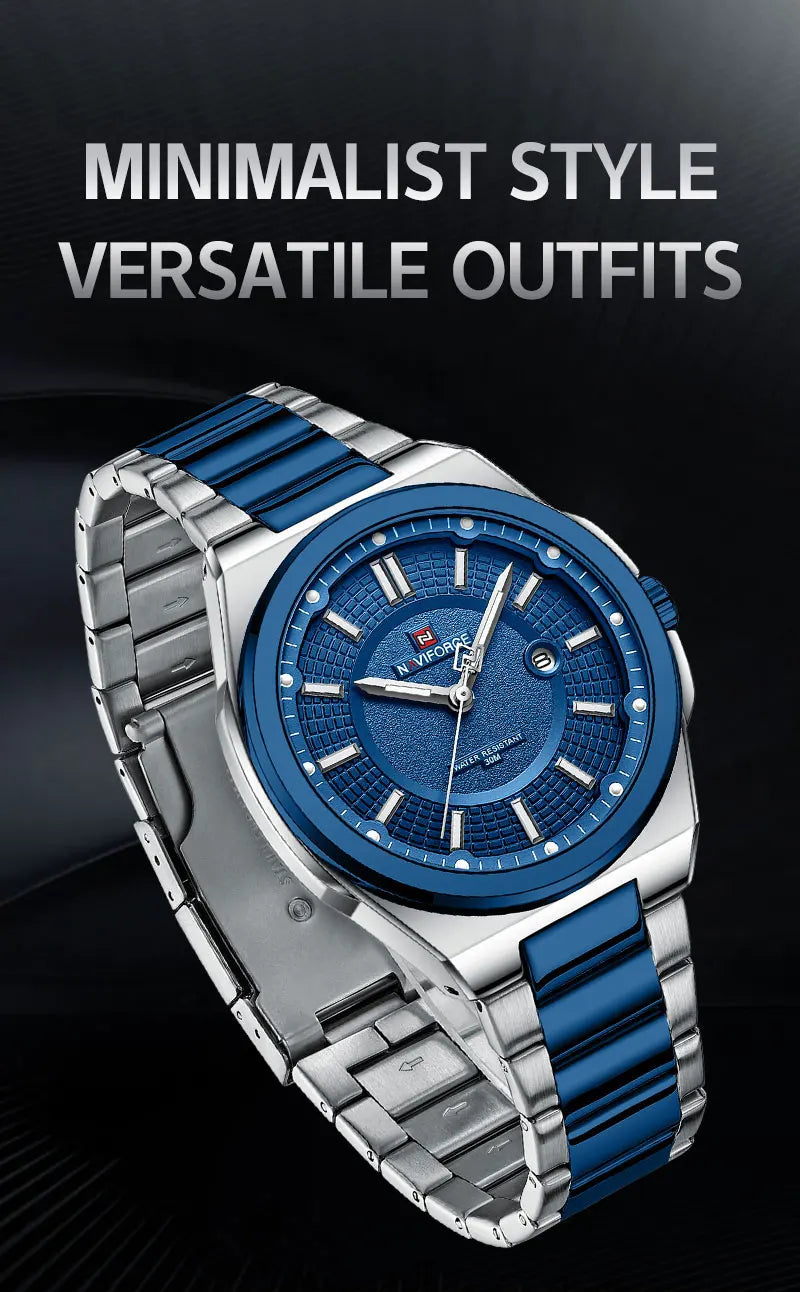 Relógio Masculino Aço Inox 43 mm | Quartz + Data 3 ATM