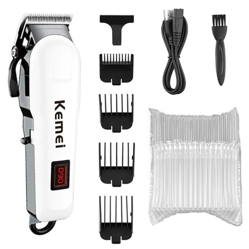 Kemei 809A Máquina de Cortar Cabelo Profissional Sem Fio – 300 min, Lâmina 440C, Bivolt