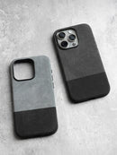 Capa Magnética ALCANTARA p/ iPhone 15/14 Pro & Pro Max – Luxo Automotivo, Anti-marcas, Grip Alto