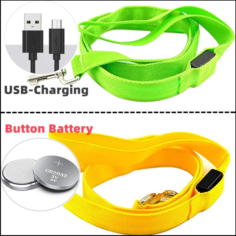 Guia de LED Recarregável p/ Cachorros – 120 cm (7 cores)