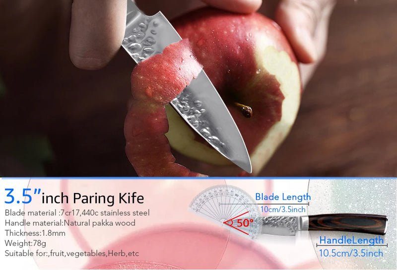 Faca Chef Hammered Pro 7Cr | Full Tang (HRC 58–60)