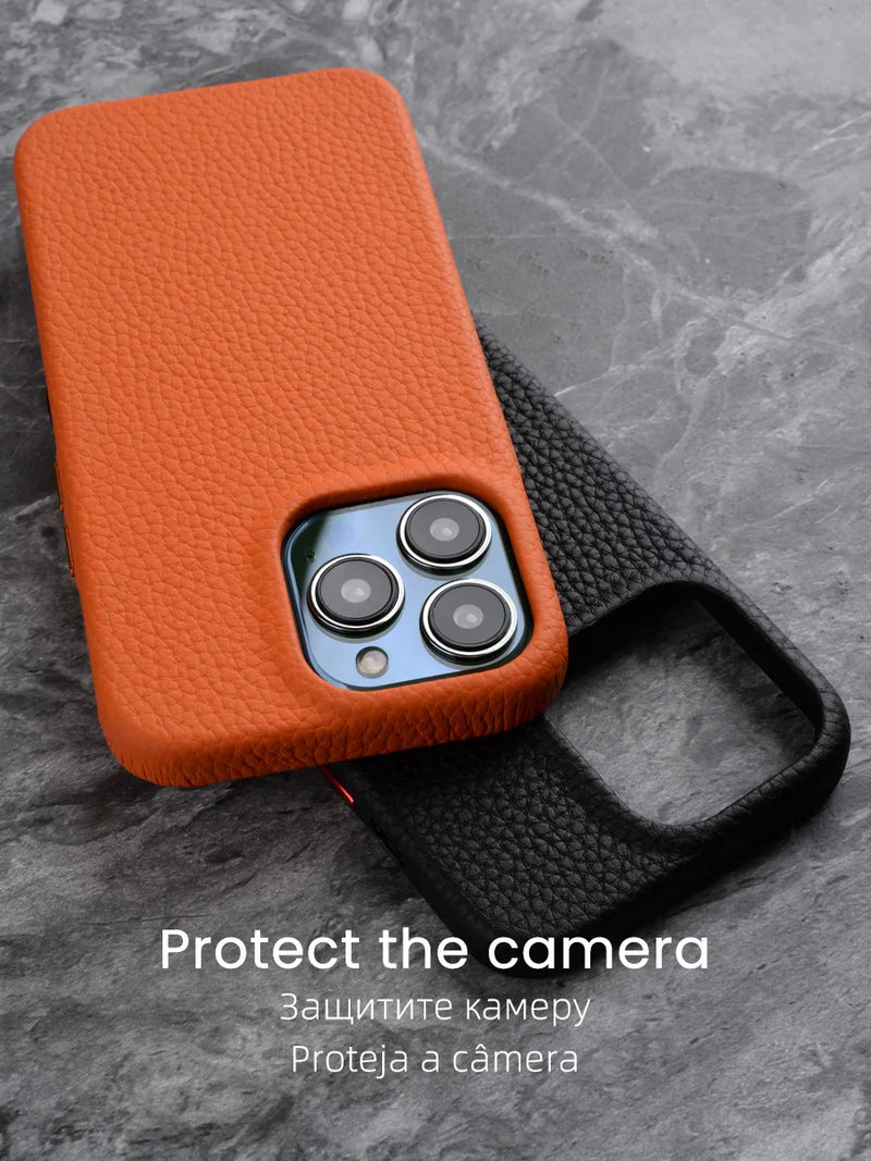 Capa YMW Magnetic de Couro Legítimo p/ iPhone 13 | Pro | Pro Max | mini