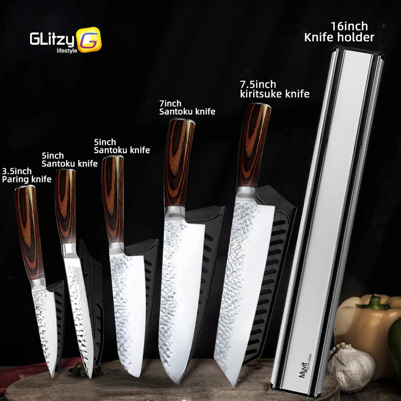 Faca Chef Hammered Pro 7Cr | Full Tang (HRC 58–60)