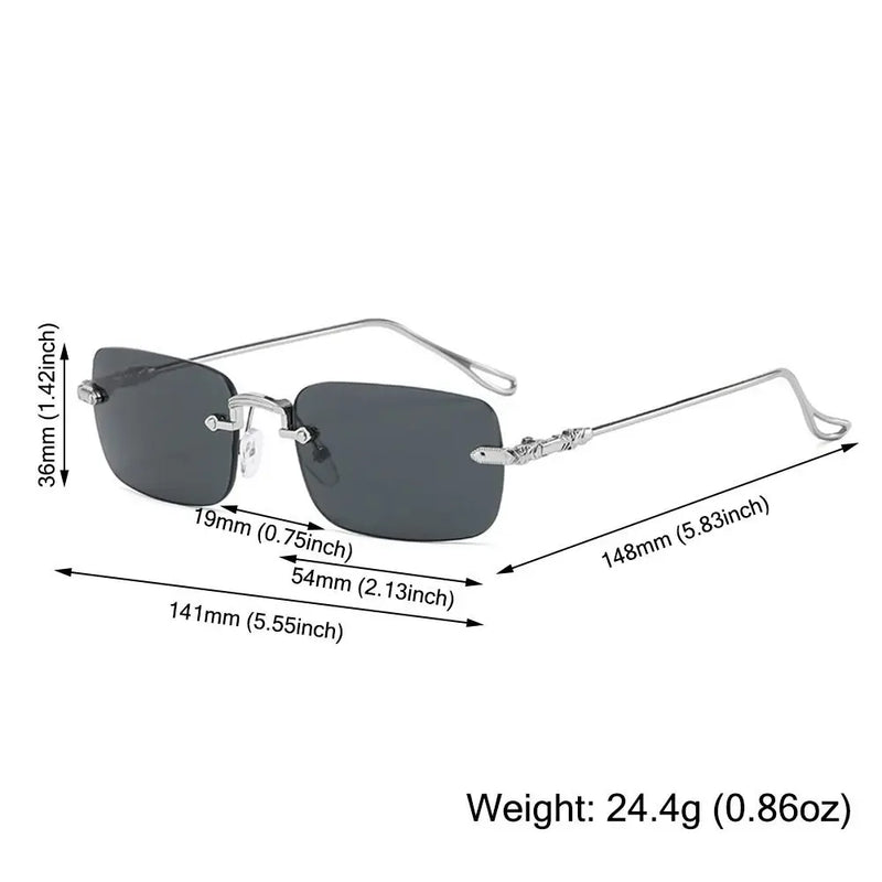 Óculos Pequenos Rimless Vintage Quadrado UV400 – Unissex