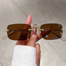 Óculos Pequenos Rimless Vintage Quadrado UV400 – Unissex