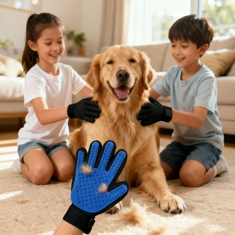 Luva Escova de Banho Pet Silicone | Massageadora